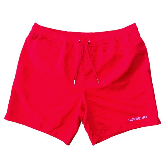 Burberry Men's Logo Detail Swim Shorts Bright Red Size L - Picture 3 of 8